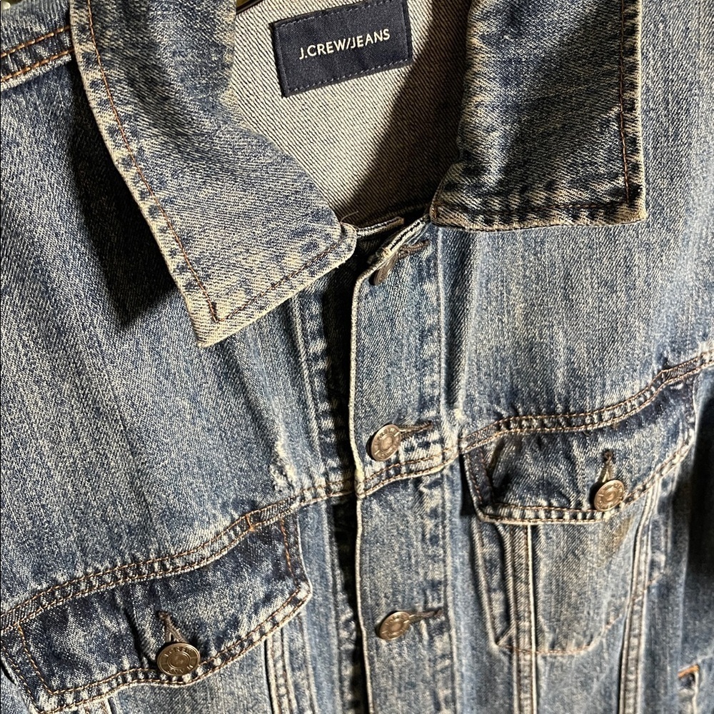 J Crew Distressed Denim Jacket Men’s Size Small - Picture 8 of 9